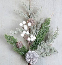 16in Sparkle soft pine white berry Pick-