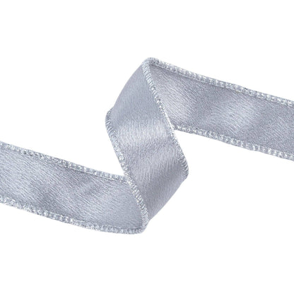 Wired Shimmer Satin Ribbon Silver 10 Yard Roll