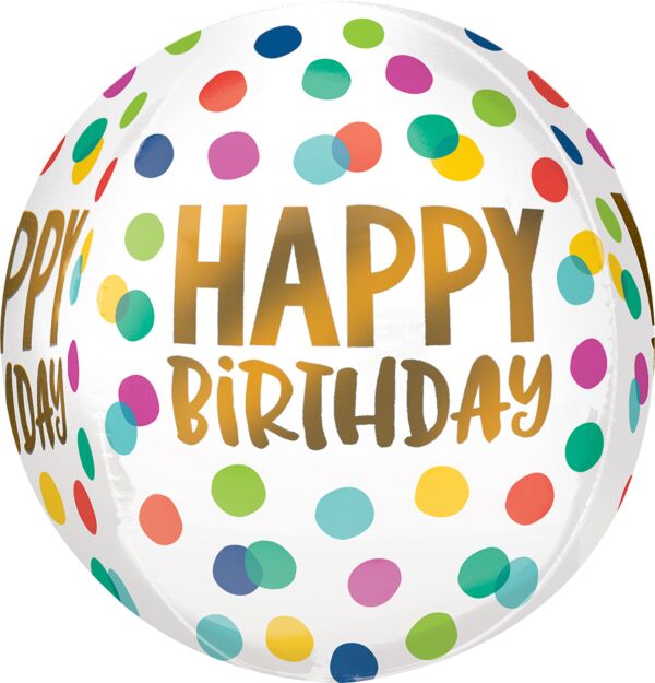 #022 Happy Dots Birthday Orbz Balloon