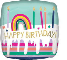 #010 Happy Birthday Frosted Striped Cake 17in Balloon