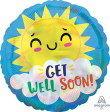 #582 Irid Get Well Happy Sun Holographic 18in Balloon