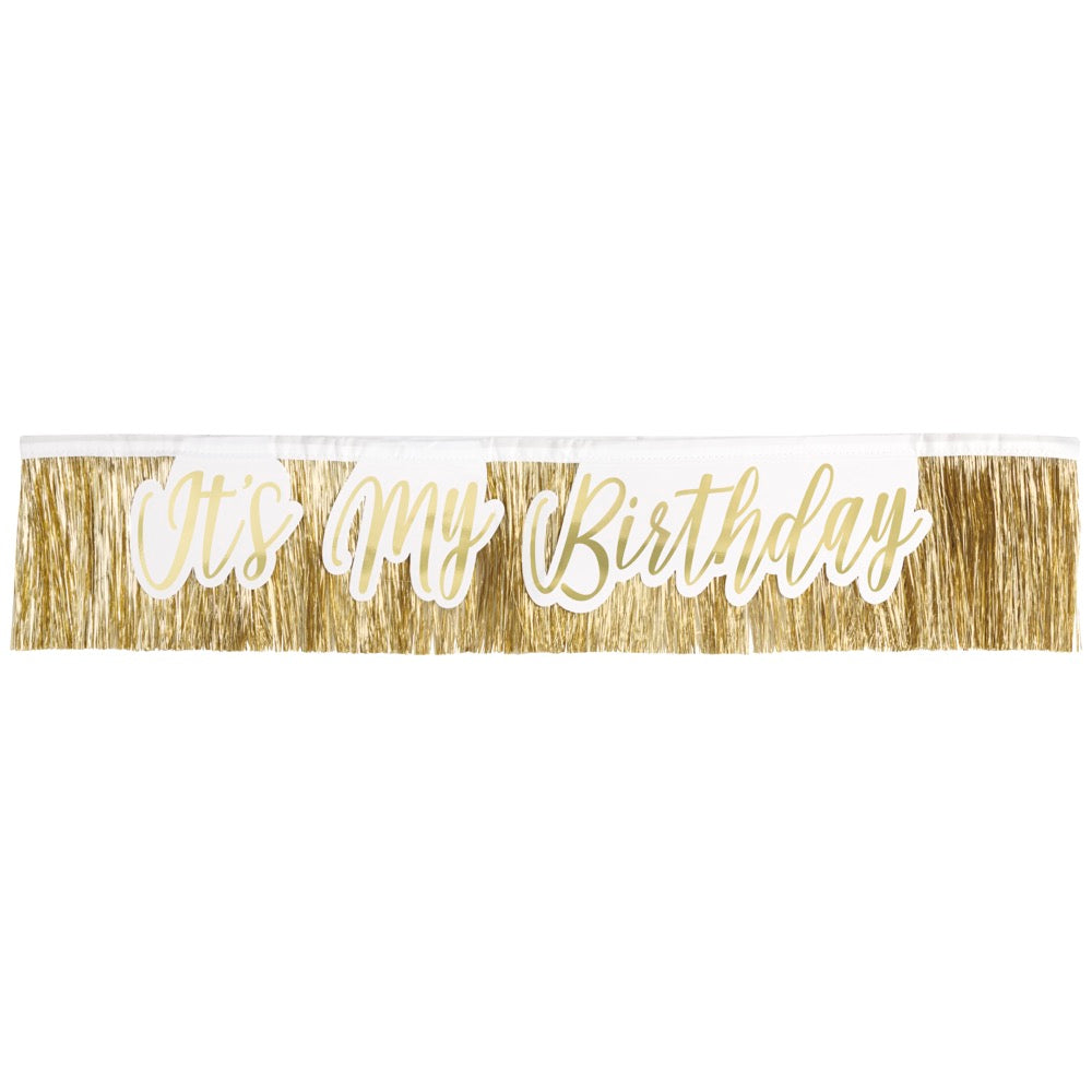 Gold Fringe It's My Birthday Sash