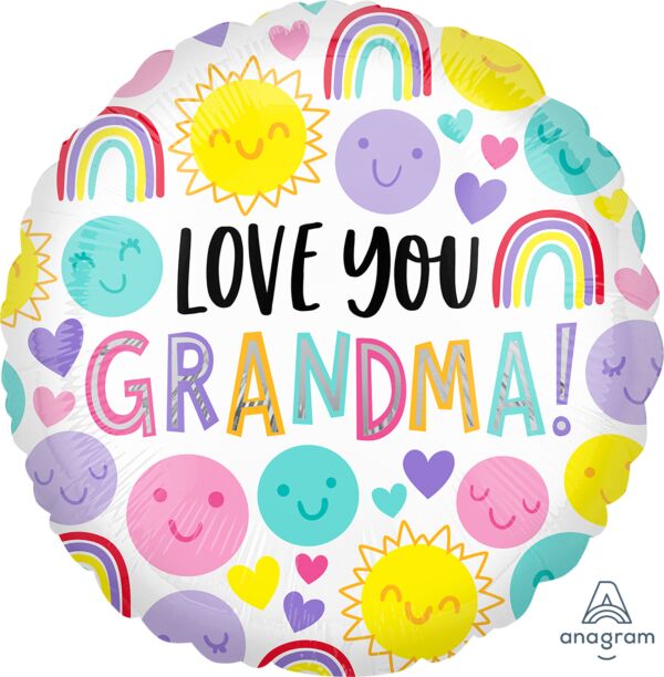 #458 Love You Grandma Happy Faces 37in Balloon