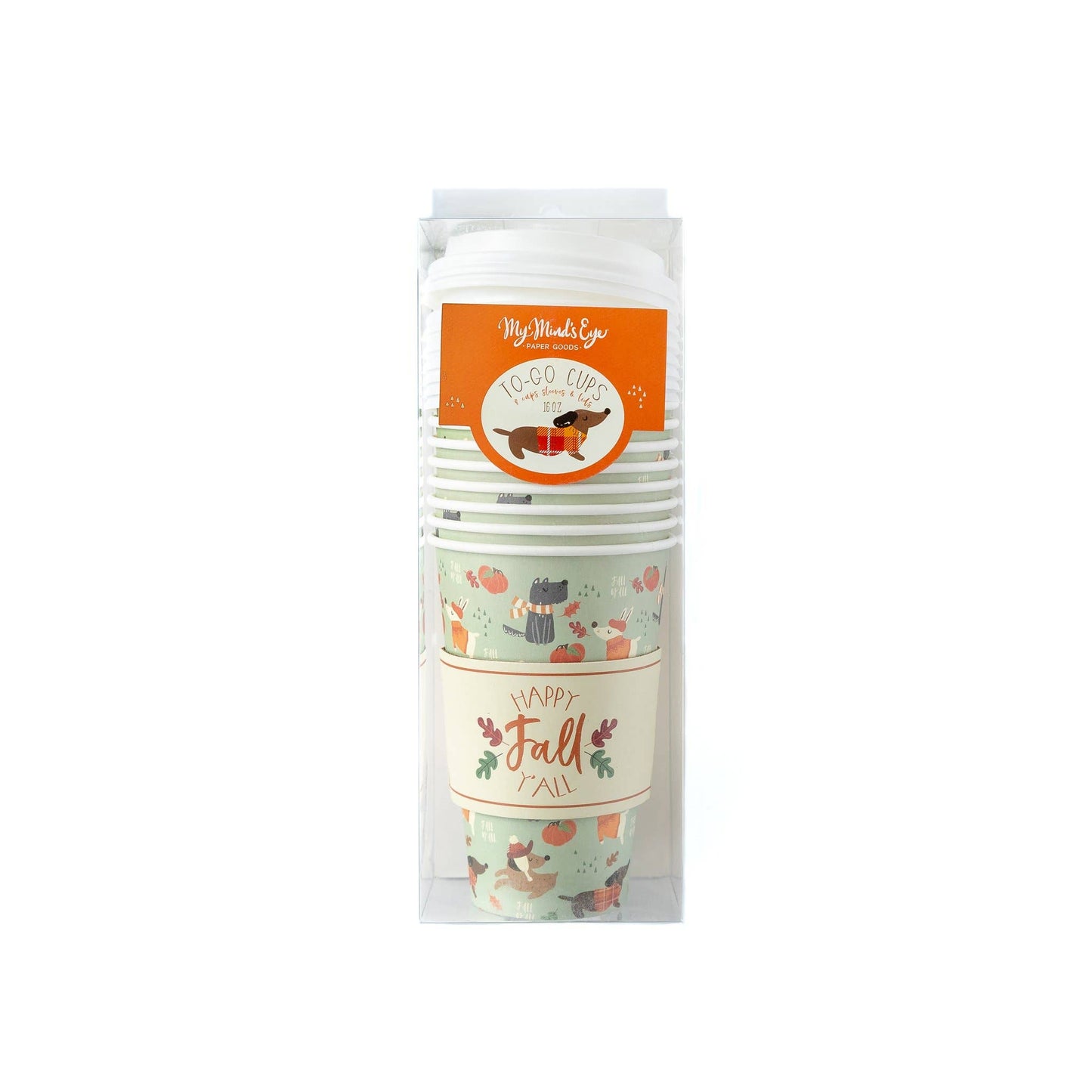 Fall Puppies To-Go 16oz Cups 8ct
