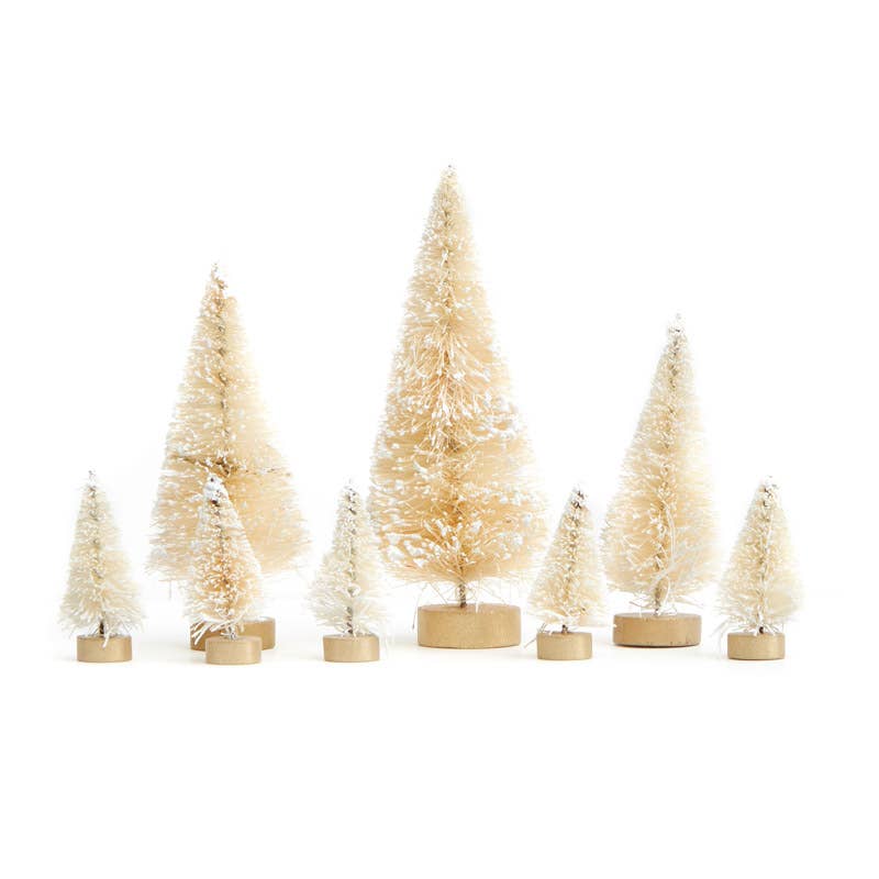 Frosted Cream Bottle Brush Sisal Trees (Bag of 8)