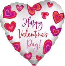 #S27 Satin HVD Floating Hearts 18in Balloon