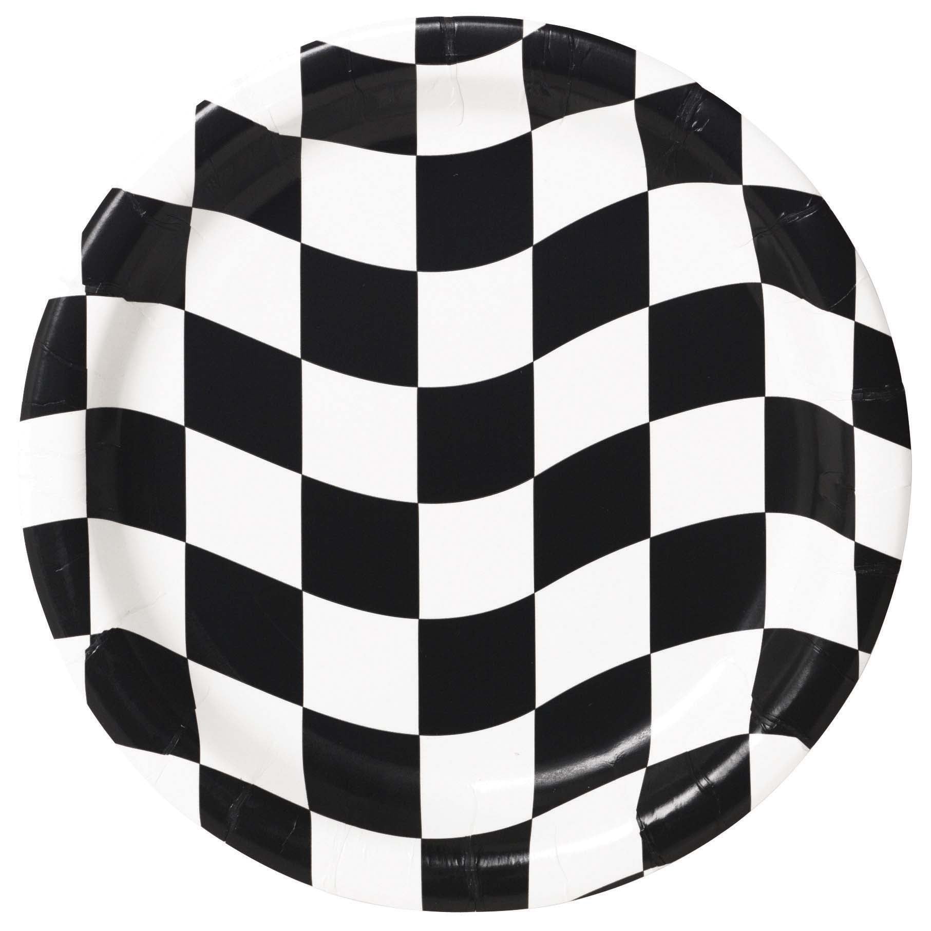 Black & White Check 9in Plates 8ct