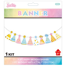 Birthday Hats Banner - Pastel & Gold