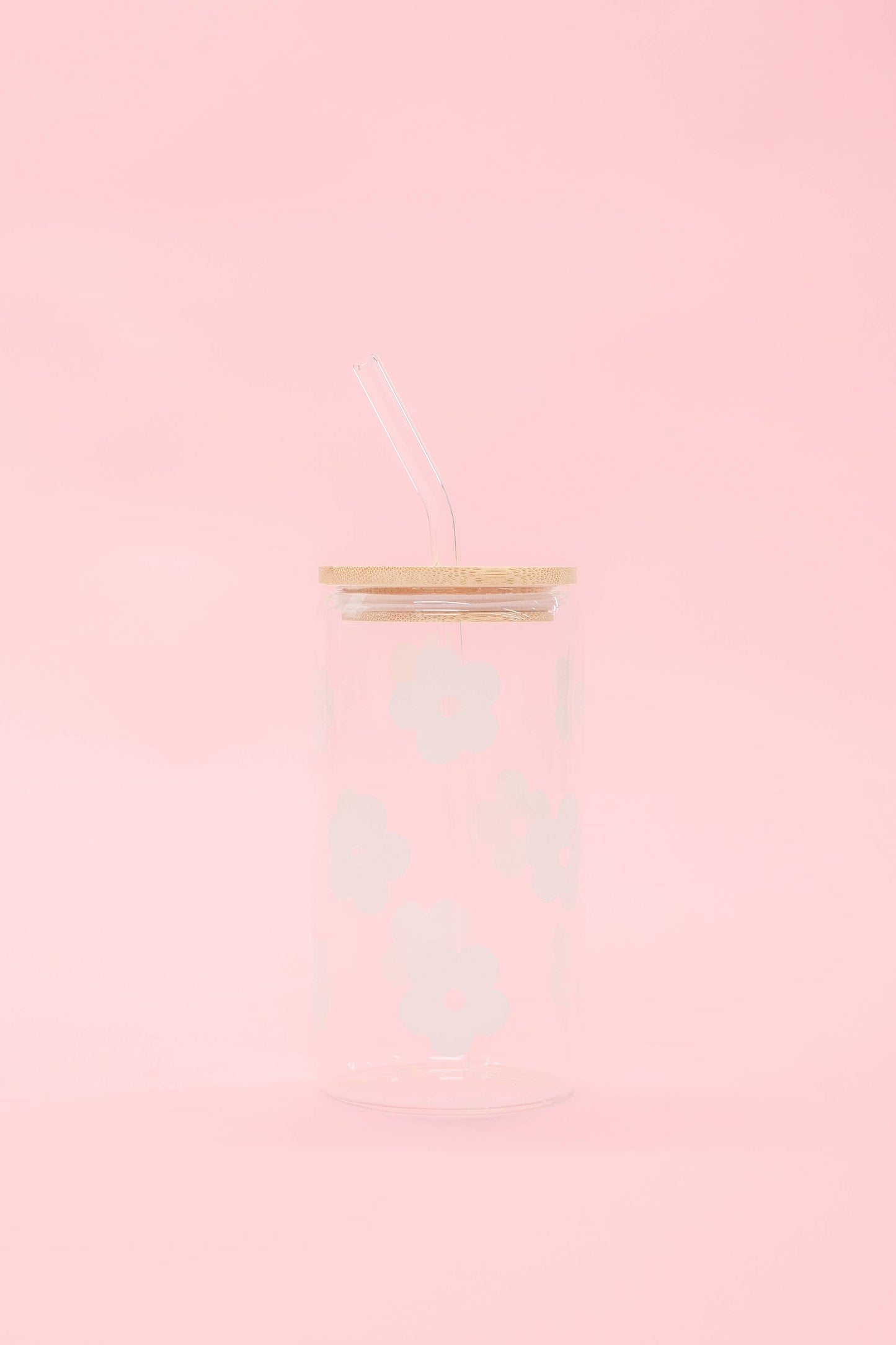 Flower Beer Latte Glass With Lid & Straw