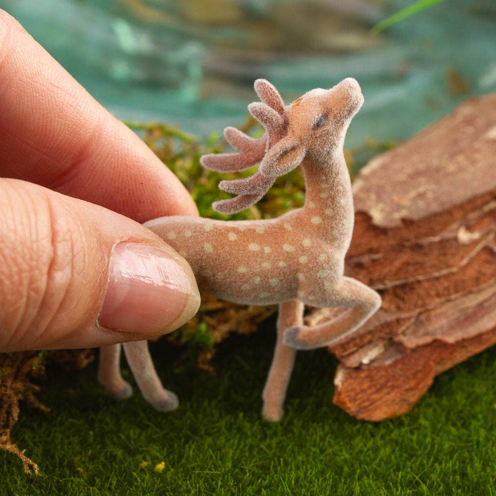 2" L x 2-1/4" H Miniature Flocked Buck Deer (Bag of 6)