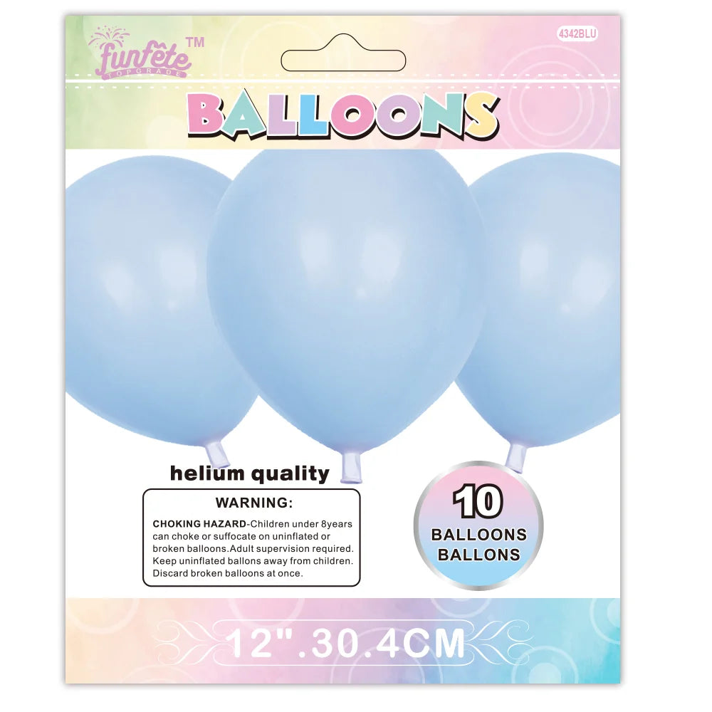 Macaron Blue 12in Latex Balloons 10ct