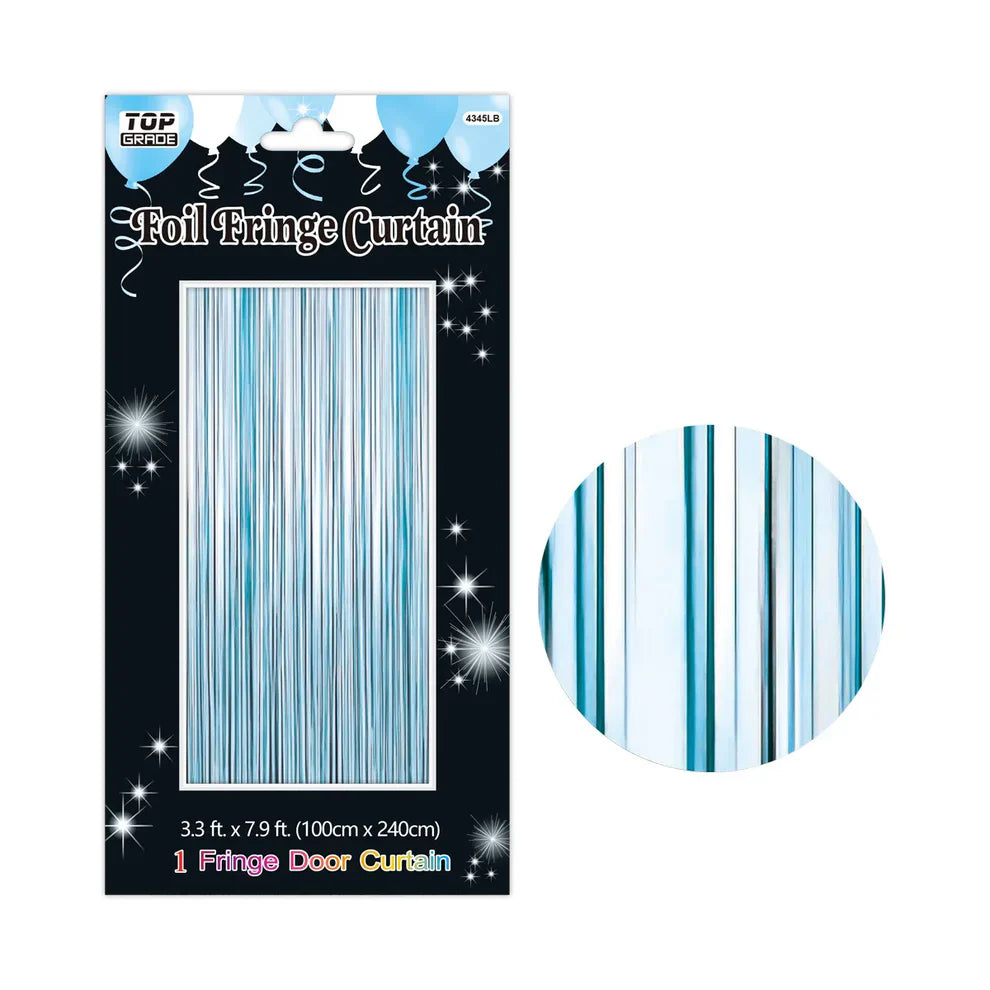 Foil Fringe Multi Color Curtain 3ft x 8ft - Light Blue