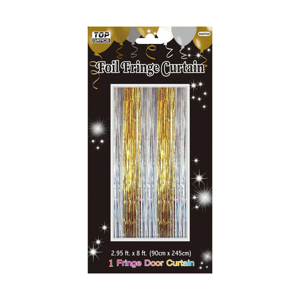 Foil Fringe Multi Color Curtain 3ft x 8ft - Silver & Gold