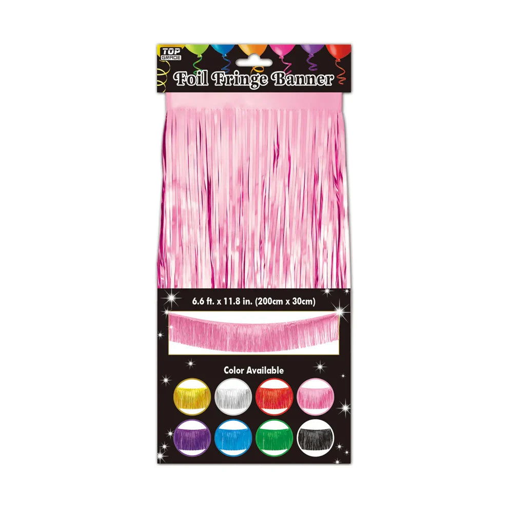Foil Fringe Banner 6.6ft x 11.8in - Pink
