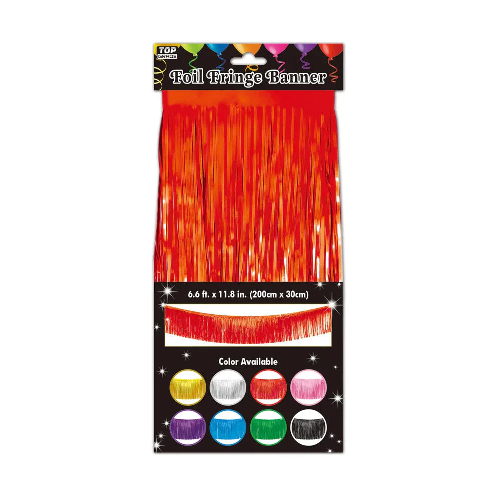 Foil Fringe Banner 6.6ft x 11.8in - Red