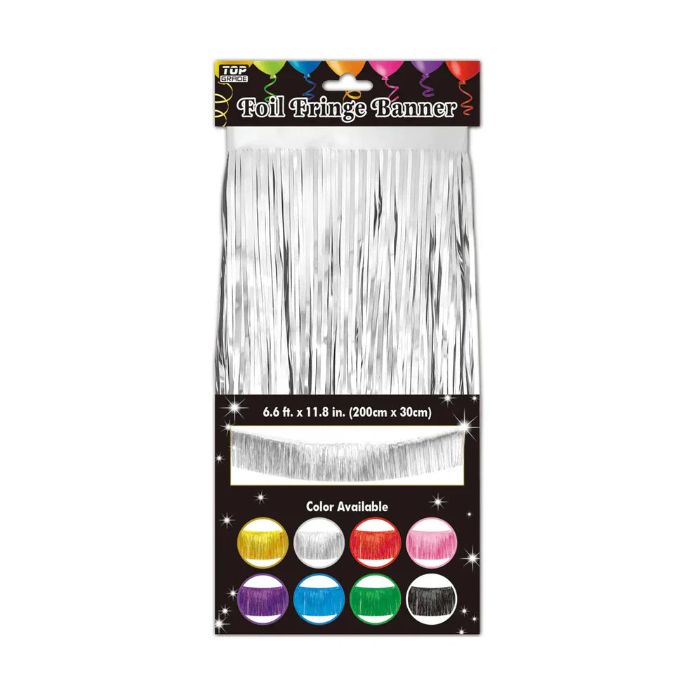 Foil Fringe Banner 6.6ft x 11.8in - Silver