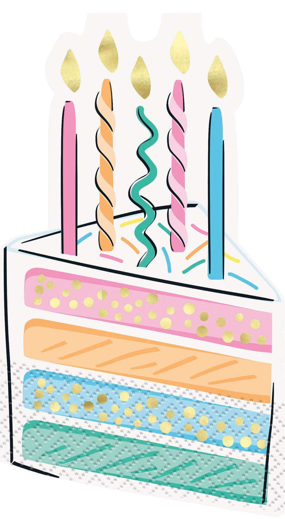 Rainbow Birthday Sweets Cake-Shaped Guest Napkins 16ct - Foil Stamping