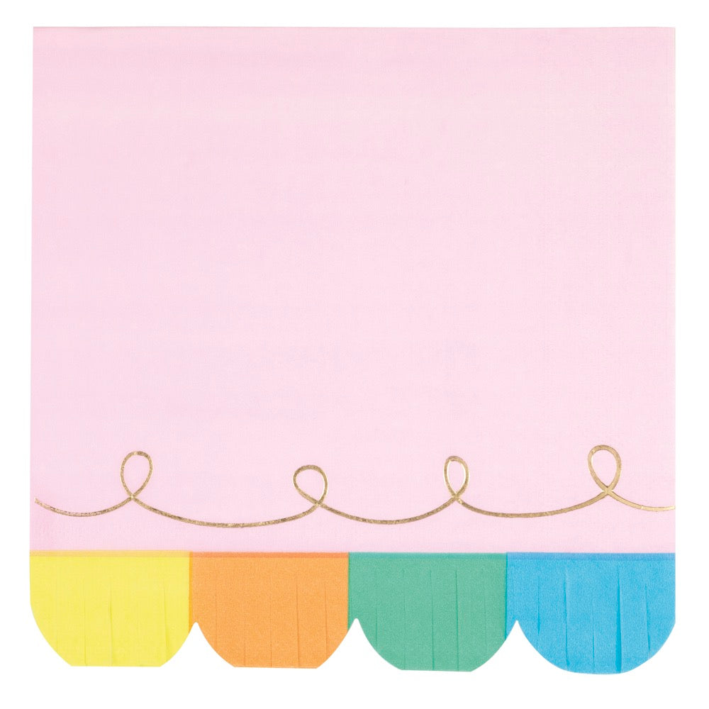 Rainbow Birthday Sweets Fringe Lunch Napkins 16ct