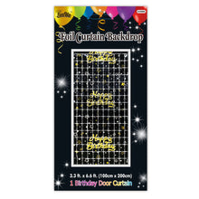 Birthday Foil Curtain Backdrop - Black & Gold