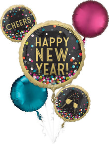 New Years Colorful Confetti Balloon Bouquet *Includes Helium Inflation