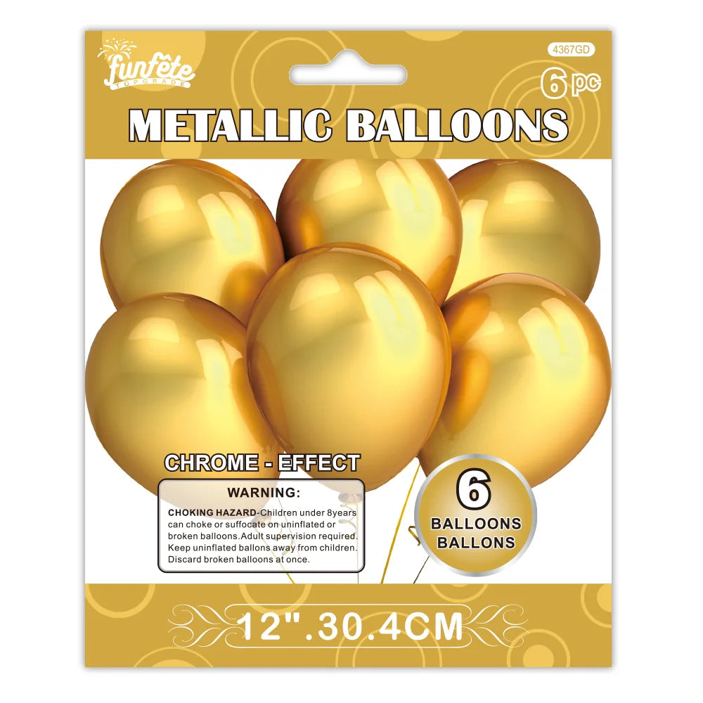 Metallic Gold Packaged 12in Latex Balloons 6ct
