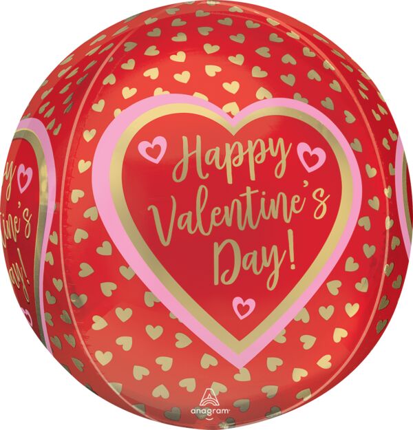 #S20 HVD Golden Hearts Orbz 16in Balloon