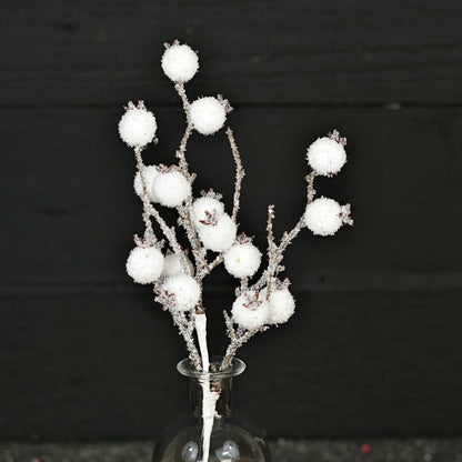 12in Pick-Fluffy Snowy White Crabapple Berry