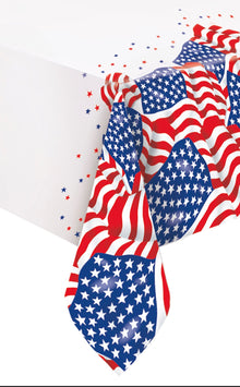 USA Flag Rectangular Plastic Table Cover 54x84
