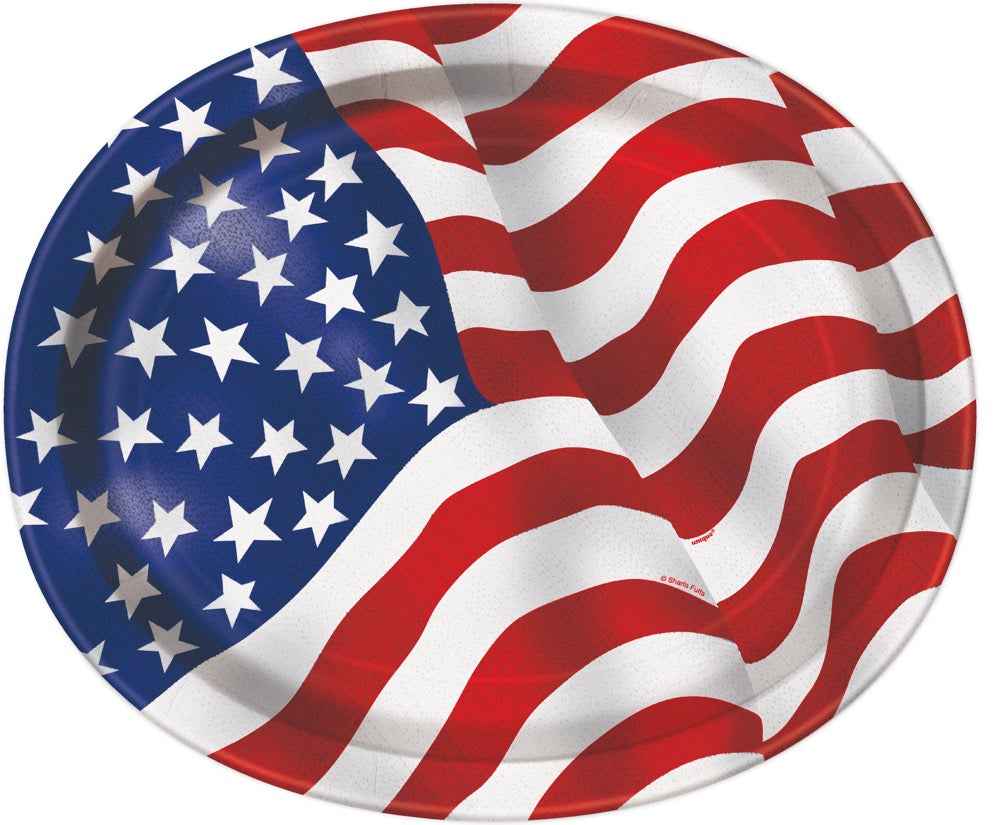 USA Flag Oval Plates 8ct