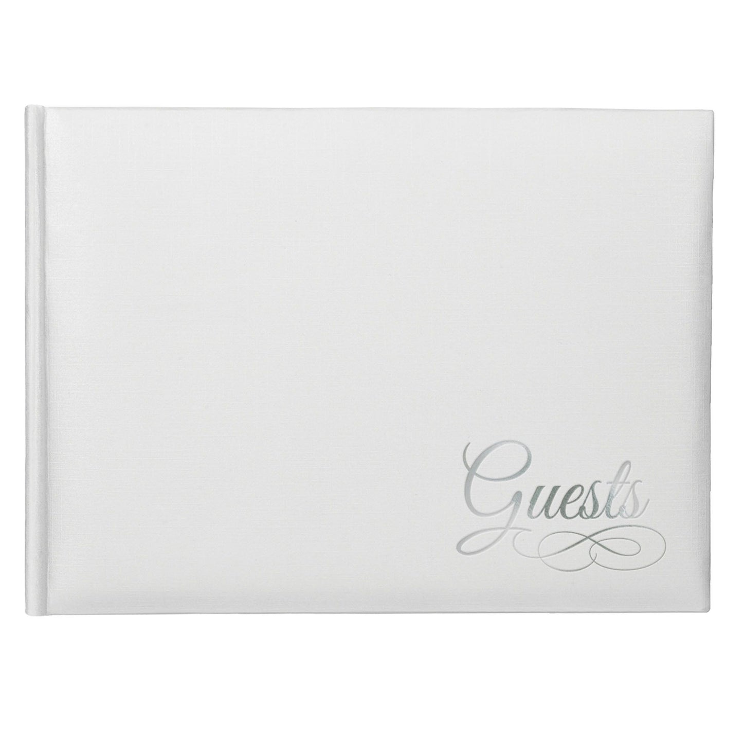 White Paper Guest Book w/Silver Detail