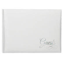 White Paper Guest Book w/Silver Detail