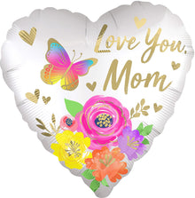 #440 Love You Mom Satin Floral 18in Balloon