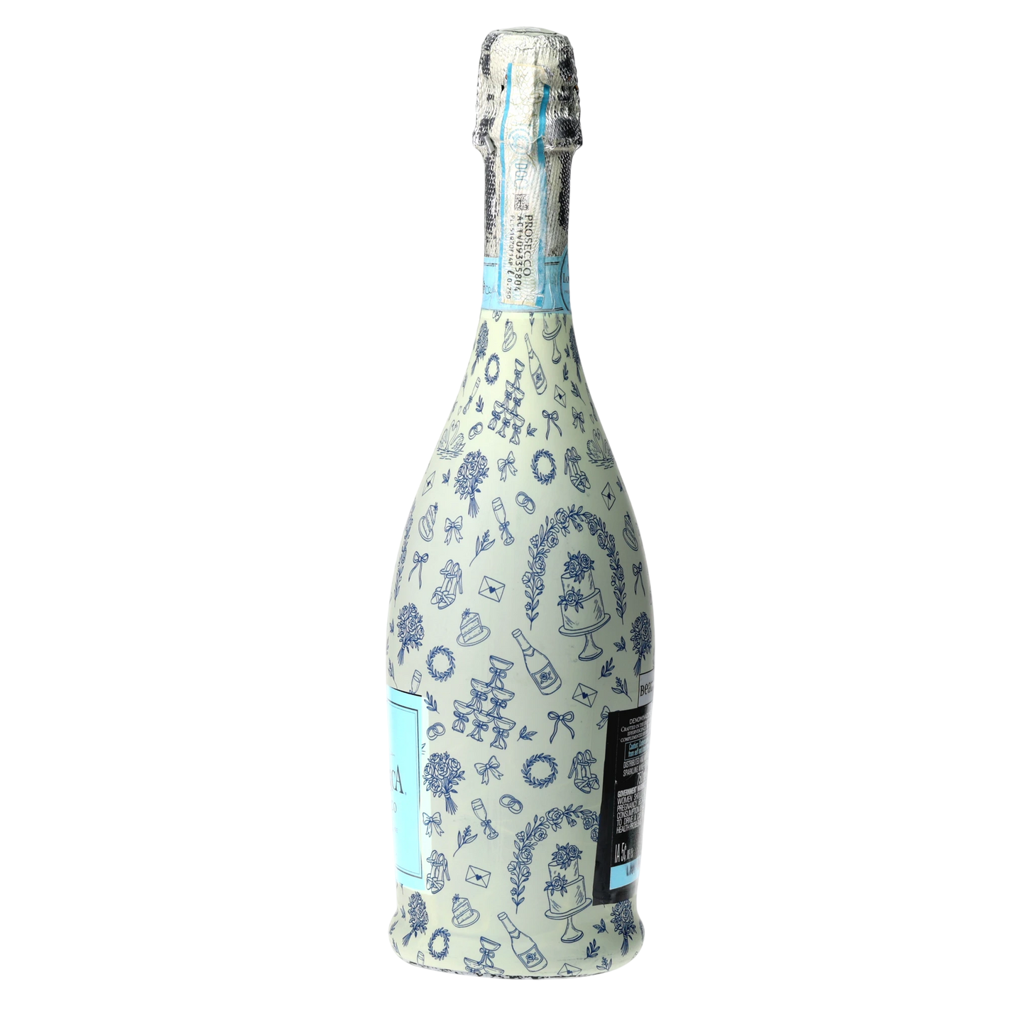 Beau Bottles Blue Wedding Toile- Prosecco Collection