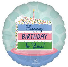 Satin Happy Birthday Cake 18in Mylar Balloon