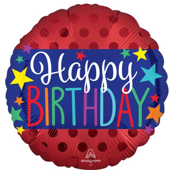 #041-B Satin Happy Birthday Banner 18in Balloon