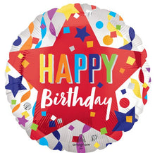 #033 Satin Happy Birthday Star 18in Balloon