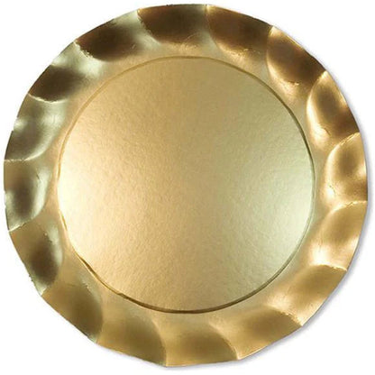 Satin Gold Wavy 12.5in Paper Chargers 8ct