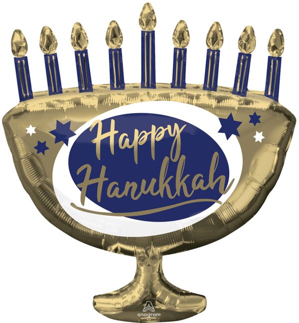 S49 Elegant Metals Hanukkah Menorah 29in Balloon
