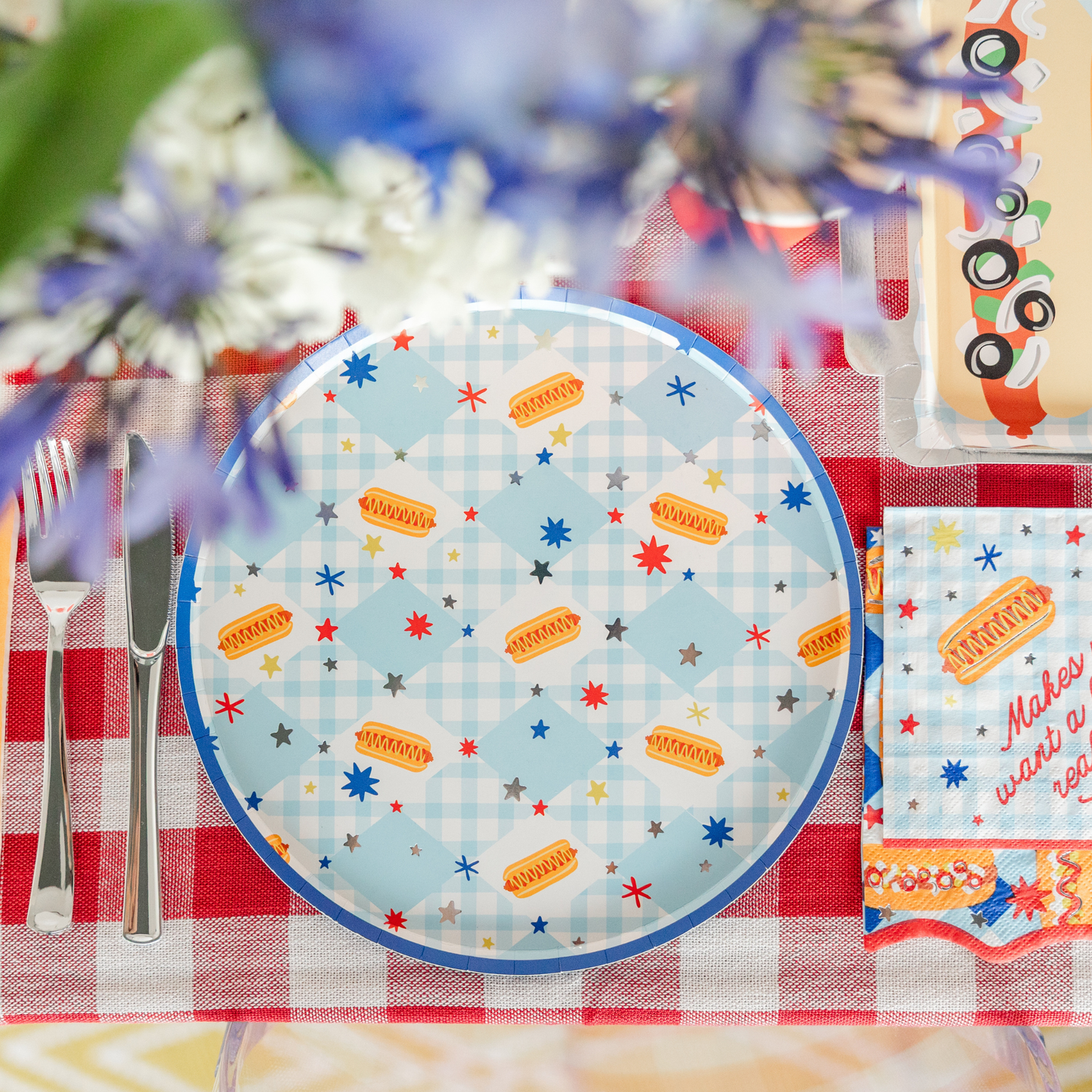 Patriotic Hot Dog Dinner Plates