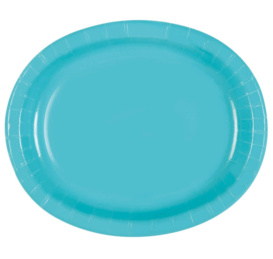Teal Oval Plates 8ct