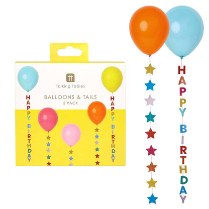 Birthday Balloons With Star and Tails 5ct