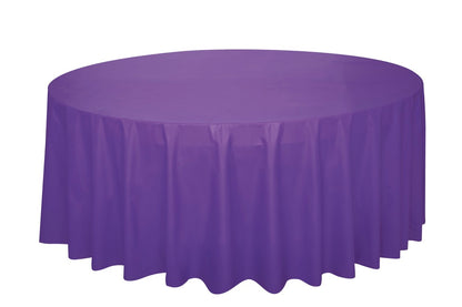 Purple Plastic Round Table Cover 84"