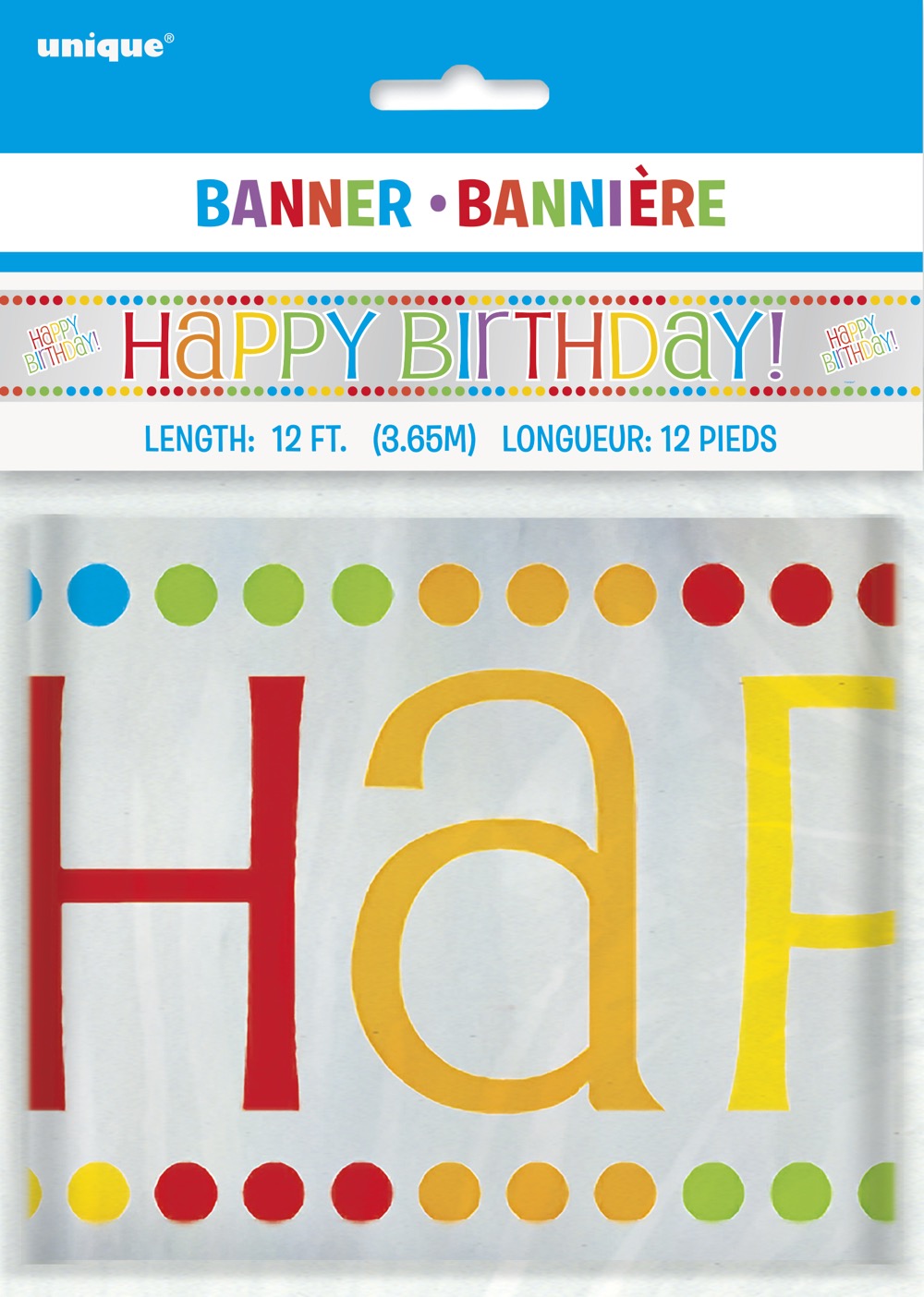 Foil Rainbow Birthday Banner 12ft