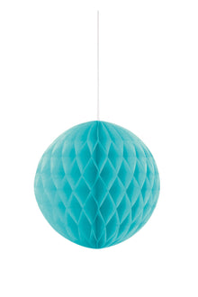 Teal 8in Honeycomb Ball Hanging Decoration