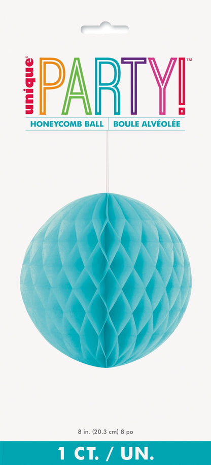 Teal 8in Honeycomb Ball Hanging Decoration