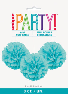 Teal Mini Puff Tissue Decorations 3ct