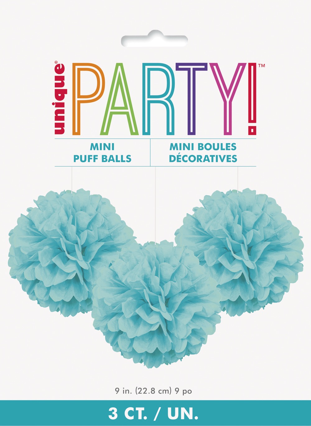 Teal Mini Puff Tissue Decorations 3ct