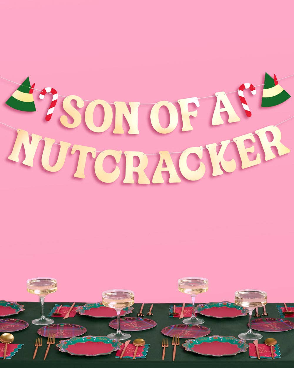 Son of a Nutcracker Banner - gold foil banner, christmas decor