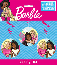 Barbie Hanging Swirl Decorations 26in 3ct