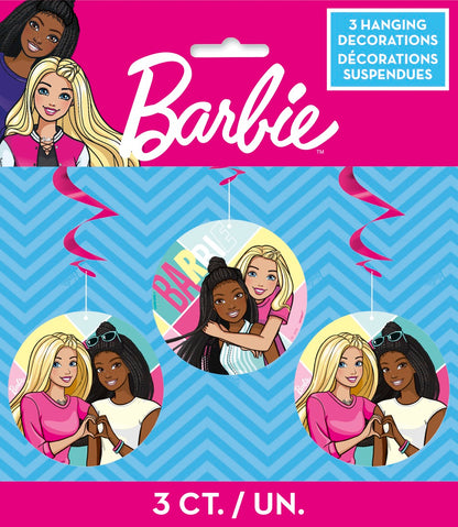 Barbie Hanging Swirl Decorations 26in 3ct